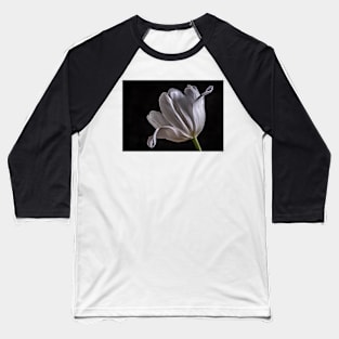 Open White Tulip Side View Baseball T-Shirt